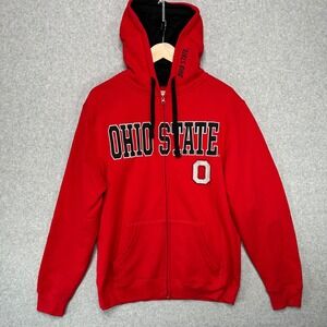Ohio State Buckeyes Red Full Zip Hoodie Sweatshirt Varsity Authentic Apparel Med